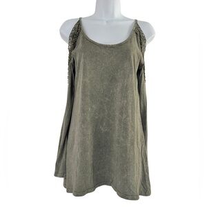 PPLA Women’s Olive Green Cold Shoulder Lace Top | Size S | NWT